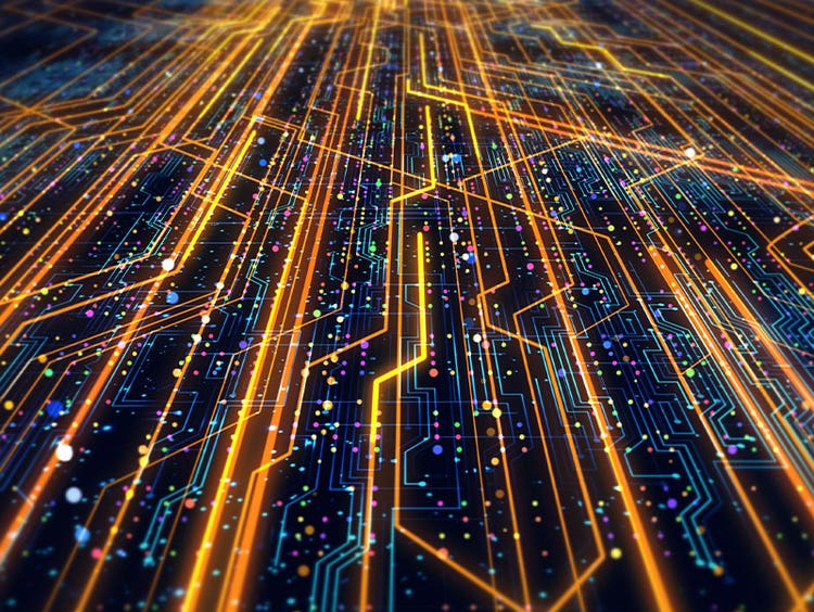 Lines running in a circuit pattern